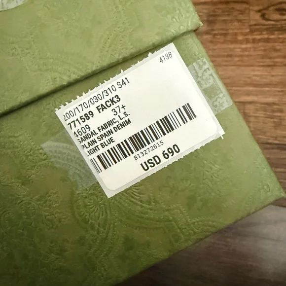 Gucci Denim Blue Embroidered Slide Sandals - Picture 5 of 5